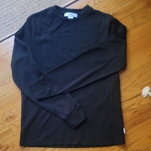 FRAME Duo Fold Long Sleeve Crew in Noir-Size Small